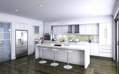 Trang trí nội thất của một nhà bếp hiện đại lớn: 200+ (Ảnh) ý tưởng thiết kế (rèm cửa, giấy dán tường, quầy bar)