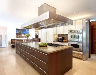 Decorazione d'interni di una grande cucina moderna: 200+ (foto) idee di design (tende, carta da parati, bancone bar)