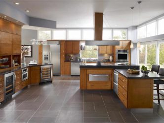 बड़े आधुनिक किचन की आंतरिक सजावट: 200+ (फोटो) डिजाइन विचार (पर्दे, वॉलपेपर, बार काउंटर)