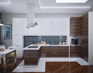 Interieurdecoratie van een grote moderne keuken: 200+ (foto) ontwerpideeën (gordijnen, behang, toog)
