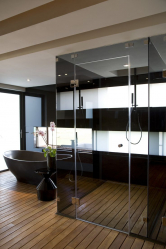 Trends in het interieur van de zwarte badkamer - 250+ (foto) modetrends