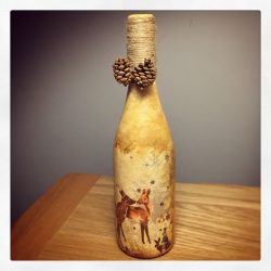 Yeni Yıl için Dekupaj şişeleri (170+ Fotoğraf). DIY takı Yeni fikirler ve atölye çalışmaları