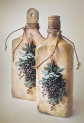 Botol Decoupage untuk Tahun Baru (170+ Foto). Perhiasan DIY. Idea dan bengkel baru