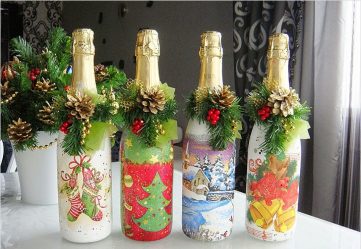 Botellas de decoupage para el Año Nuevo (más de 170 fotos). Joyería de bricolaje. Nuevas ideas y talleres.