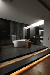 235 + Σχεδιασμός φωτογραφιών σε σκούρα χρώματα: Σκούρο ή ζεστό; Ασυνήθιστα κομψό και μοντέρνο εσωτερικό (υπνοδωμάτιο, καθιστικό, κουζίνα, μπάνιο)