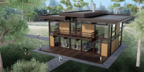Projek rumah dengan bumbung rata adalah teknologi pembinaan mudah (satu tingkat, dua tingkat, kayu, kecil). Trend moden hi-tech dan minimalism (175+ foto)
