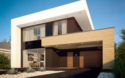 Projek rumah dengan bumbung rata adalah teknologi pembinaan mudah (satu tingkat, dua tingkat, kayu, kecil). Trend moden hi-tech dan minimalism (175+ foto)