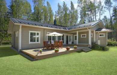 Проекти на финландски къщи от залепен дървен материал: Какво е добро и как да се организира? (180+ снимки)