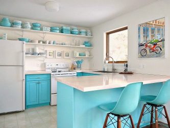 Blå köksdesign: Vilken stil att kontakta? 170+ Bilder av otroliga interiörkombinationer