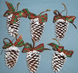 Artisanat de cônes d'épicéa (grand, peint) pour le nouvel an (175+ photos) beaux jouets pour les vacances!