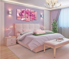 Como fazer espaço no quarto acima da cama: colocação de pinturas pelo Feng Shui. 170+ (Fotos) acentos brilhantes e elegantes
