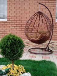 Suspended Chair made of natural and artificial rattan: 195+ Photo options (wicker, macrame, with cover)