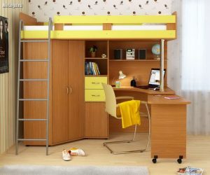 Giường gác mái với khu vực làm việc (165+ Ảnh): Ý tưởng ban đầu cho các phòng nhỏ
