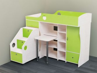 Katil loteng dengan ruang kerja (165+ Foto): Idea asal untuk bilik kecil