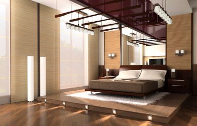 Podio de cama en el apartamento: 205+ (Foto) Ideas y recomendaciones para el interior (con cajones, con una cama extraíble, en un nicho)