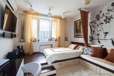 المنصة السرير في الشقة: 205+ (صور) أفكار وتوصيات للداخلية (مع الأدراج ، مع سرير قابل للطي ، في مكانه)