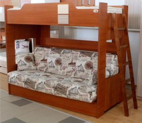 Bunk Bed cu o canapea în partea de jos - Elegant și practic (90+ Fotografii)