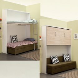 Etagenbett mit einem Sofa an der Unterseite - Stilvoll und praktisch (90+ Fotos)