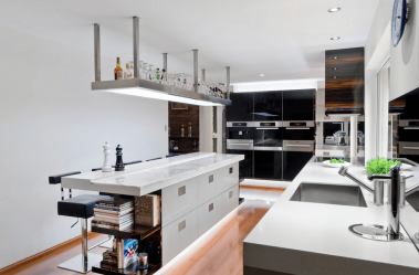 Reka bentuk dapur dengan sebuah pulau: Ciri-ciri perancangan moden (170+ Foto)