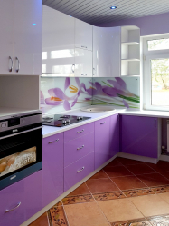Violett kök: en fascinerande anda eller aura av fred? 170 + (Foton) för oklanderlig inredning