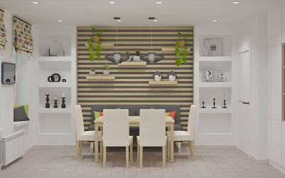 Área de jantar na cozinha: Zoneamento, Luz e Acabamento. Como selecionar e projetar usando idéias simples? (170 + fotos)