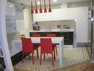 Área de jantar na cozinha: Zoneamento, Luz e Acabamento. Como selecionar e projetar usando idéias simples? (170 + fotos)