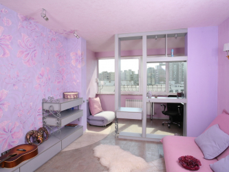 Wallpaper de liliac de culoare în proiectarea de cameră de zi, dormitor și alte camere. Combinații și combinații de succes (90+ fotografii)