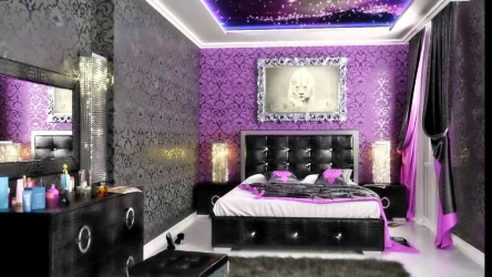 Tapete lila Farbe im Design des Wohnzimmers, Schlafzimmers und anderer Räume. Erfolgreiche Kombinationen und Kombinationen (90+ Fotos)