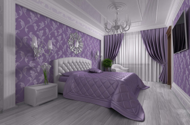 거실, 침실 및 다른 방의 디자인에 벽지 라일락 색. 성공적인 조합 및 조합 (90 개 이상의 사진)