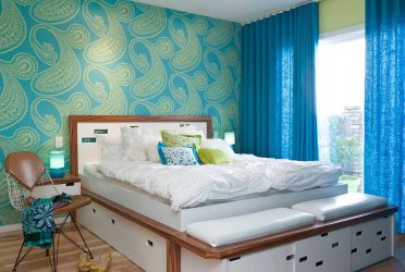 Schlafzimmer Wallpaper Kombination: 240+ Fotos von schönen Innenkombinationen