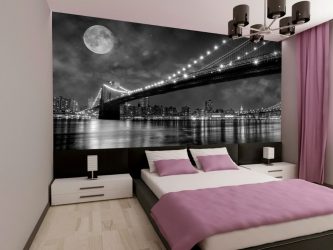 Schlafzimmer Wallpaper Kombination: 240+ Fotos von schönen Innenkombinationen
