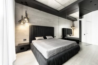 Design moderno da colcha na cama no quarto - bonito e elegante novo (170+ fotos)