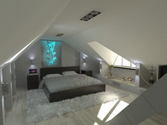 Idei de design uimitoare. Dormitoare la mansarda: 200+ (Photo) Interioare in stil contemporan