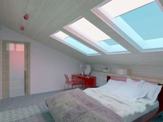แนวคิดการออกแบบที่น่าทึ่งห้องนอนในห้องใต้หลังคา: 200+ การตกแต่งภายในในสไตล์ร่วมสมัย