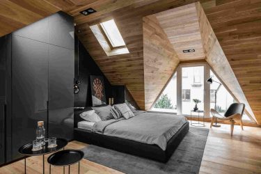 अद्भुत डिजाइन विचार। अटारी में बेडरूम: 200+ (फोटो) समकालीन शैली में अंदरूनी