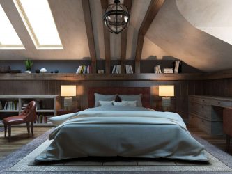 Verbazingwekkende ontwerpideeën Slaapkamers op de zolder: 200+ (foto) Interieur in moderne stijl