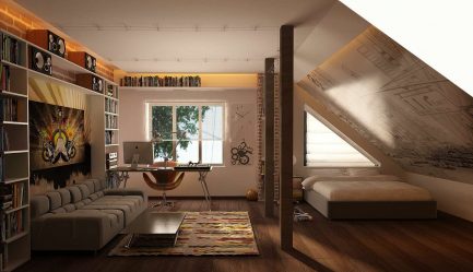 Muhteşem tasarım fikirleri Tavan arasında yatak odaları: 200+ (Fotoğraf) Çağdaş tarzda iç mekanlar
