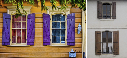 Những ví dụ thành công về sự biến đổi mặt tiền của ngôi nhà với sự trợ giúp của cửa chớp cho cửa sổ (bằng gỗ, kim loại, nhựa). Làm cho nó đơn giản và đẹp (+ Nhận xét)
