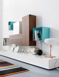 거실 (370+ 사진)에있는 현대 벽 : 현대 방 작풍
