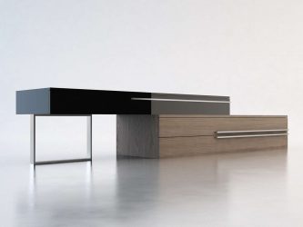 โต๊ะข้างเตียงในสไตล์ทันสมัย: 200+ (ภาพถ่าย) ความคิดดั้งเดิมสำหรับทีวี (มุม, สีขาว, แก้ว)