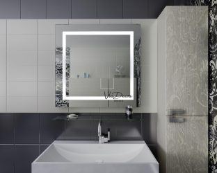 Mirror in the bathroom with lights (200+ Photos): Practicality and originality of the idea. Choose additional accessories (socket / clock / heated)